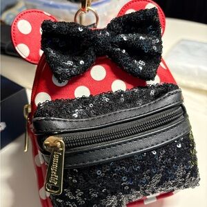 Live show listing Loungefly Red and Black Minnie Mouse Backpack